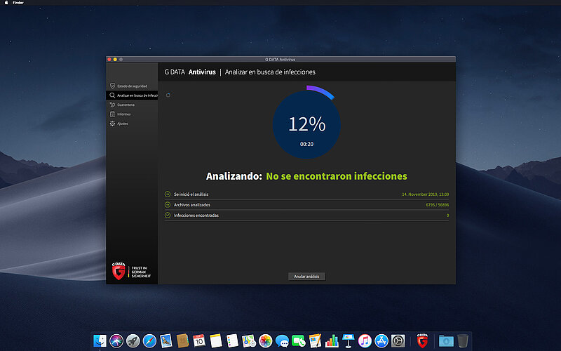 G DATA Antivirus Mac Analizar en busca de infecciones