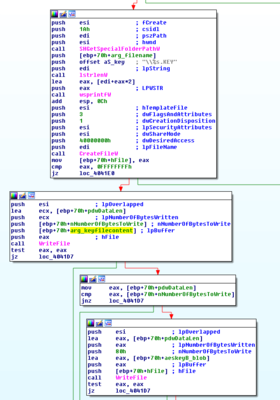 Screenshot taken with IDA, code that writes the .KEY file